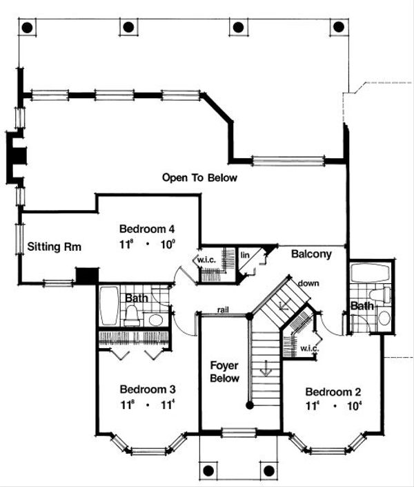 Classical Floor Plan - Upper Floor Plan #417-325