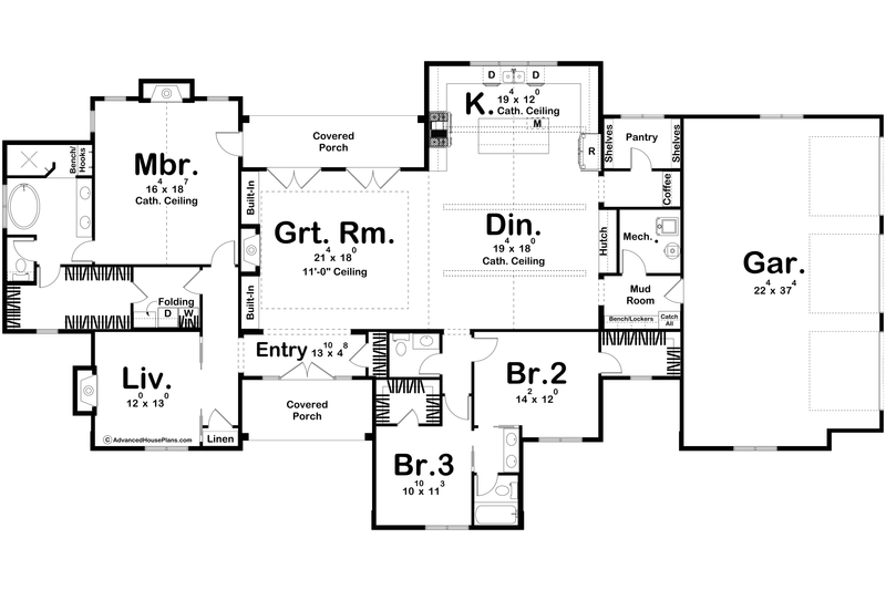 Home Plan - Floor Plan - Main Floor for Cottage House Plan #455-299 - 3 bed, 2.5 bath