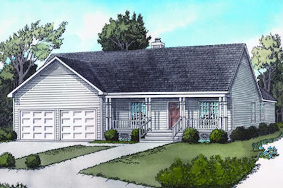 Exterior - Front Elevation for Traditional House Plan #16-242 - 2 bed, 2 bath