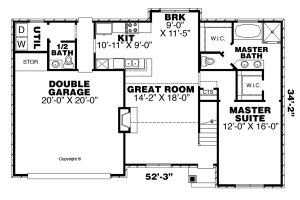 Floor Plan - Main Floor 1 for European House Plan #34-239 - 3 bed, 2.5 bath