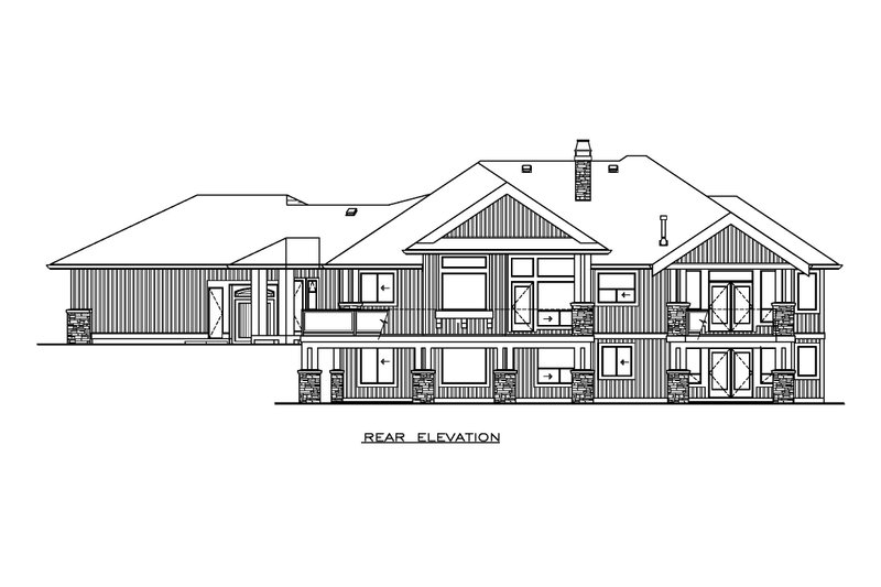 House Design - Exterior - Rear Elevation for Craftsman House Plan #1100-150 - 3 bed, 2.5 bath