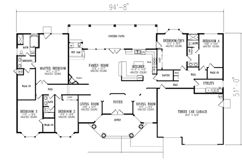 House Design - Floor Plan - Main Floor for Mediterranean House Plan #1-810 - 5 bed, 3 bath
