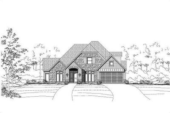 Exterior - Front Elevation for European House Plan #411-614 - 3 bed, 3.5 bath