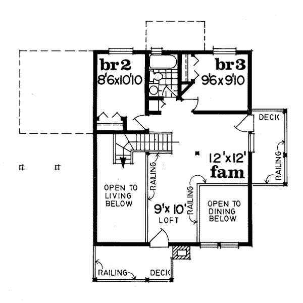 Contemporary Floor Plan - Upper Floor Plan #47-432