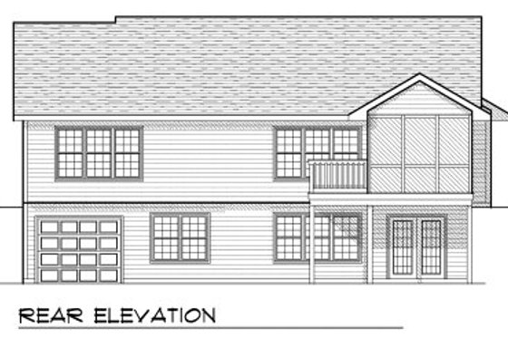 Exterior - Rear Elevation for Ranch House Plan #70-802 - 4 bed, 2.5 bath