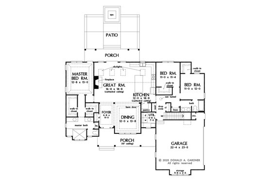 Floor Plan - Main Floor for Farmhouse House Plan #929-1114 - 3 bed, 2 bath