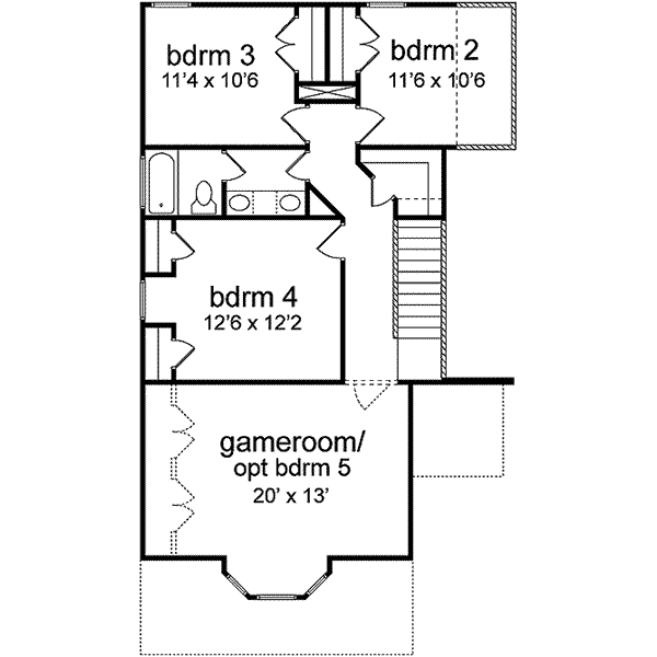 Traditional Floor Plan - Upper Floor Plan #84-212