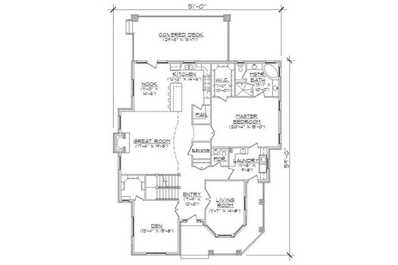 Floor Plan - Main Floor for Victorian House Plan #5-420 - 5 bed, 4.5 bath