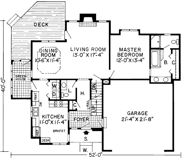 Floor Plan - Main Floor for Country House Plan #312-119 - 3 bed, 2.5 bath