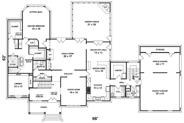 Country Floor Plan - Main Floor Plan #81-398