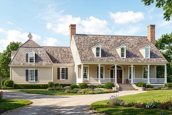 Exterior - Front Elevation 3 for Country House Plan #137-151 - 4 bed, 3 bath