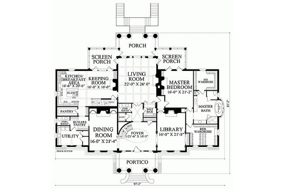 Floor Plan - Main Floor for Classical House Plan #137-211 - 5 bed, 6 bath
