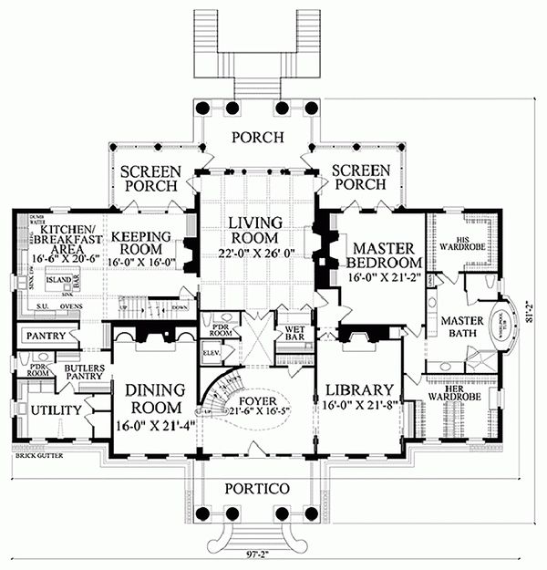 Classical Style House  Plan  5 Beds 6 Baths 10735 Sq Ft 