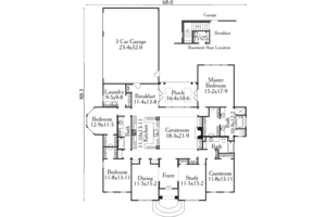 Floor Plan - Main Floor for European House Plan #406-233 - 4 bed, 3 bath
