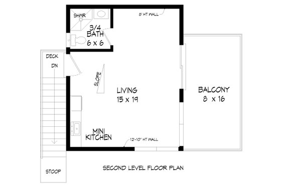 Floor Plan - Upper Floor for Contemporary House Plan #932-647, 1 bath