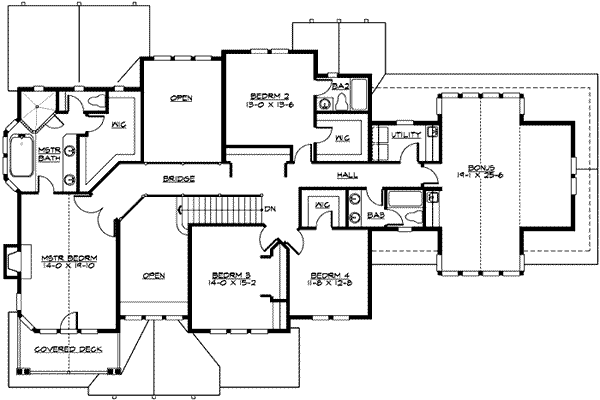 House Blueprint - Craftsman Floor Plan - Upper Floor Plan #132-164