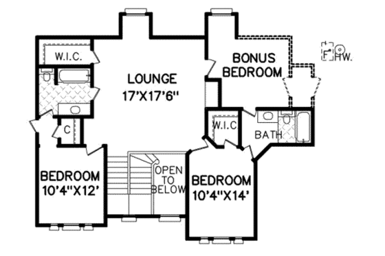 Floor Plan - Upper Floor for Traditional House Plan #65-269 - 4 bed, 3.5 bath