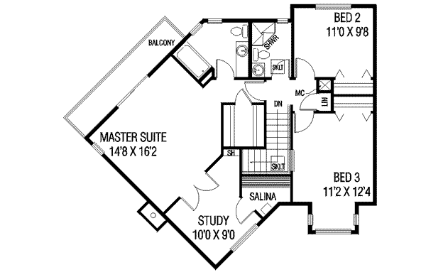 Traditional Floor Plan - Upper Floor Plan #60-319