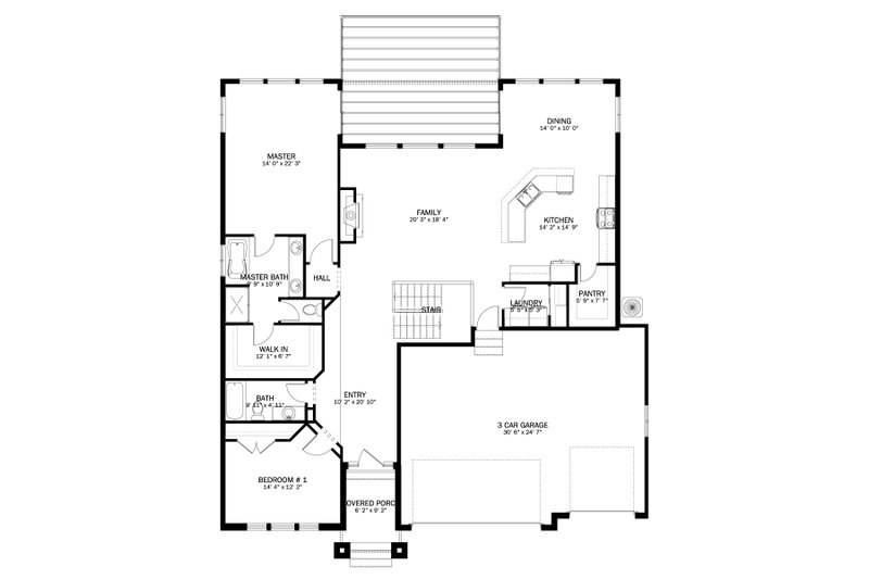 Home Plan - Floor Plan - Main Floor for Craftsman House Plan #1060-503 - 2 bed, 2 bath