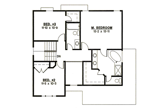 Floor Plan - Upper Floor for Traditional House Plan #67-802 - 3 bed, 2 bath