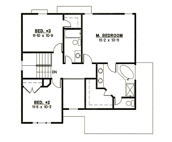 Traditional Floor Plan - Upper Floor Plan #67-802