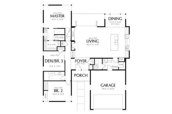1700 square foot modern 3 bedroom 2 bath house plan