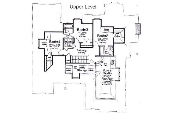 Floor Plan - Upper Floor for European House Plan #310-863 - 4 bed, 3.5 bath