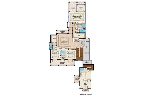 Floor Plan - Upper Floor for Beach House Plan #27-462 - 6 bed, 6.5 bath