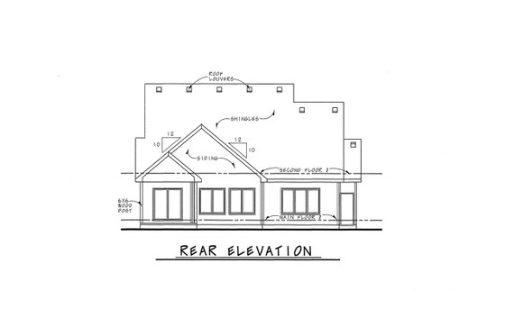 Exterior - Rear Elevation for Traditional House Plan #20-2126 - 4 bed, 3.5 bath