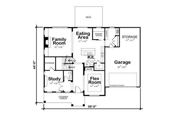 Floor Plan - Main Floor for Traditional House Plan #20-2526 - 4 bed, 2.5 bath