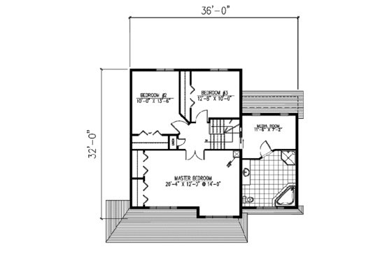 Floor Plan - Upper Floor for Country House Plan #138-255 - 3 bed, 1 bath