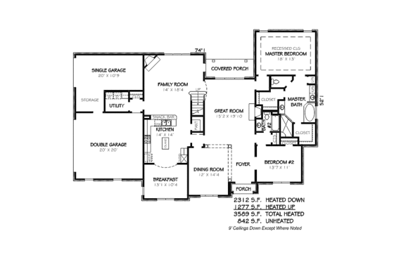 Floor Plan - Main Floor for European House Plan #424-81 - 5 bed, 4 bath