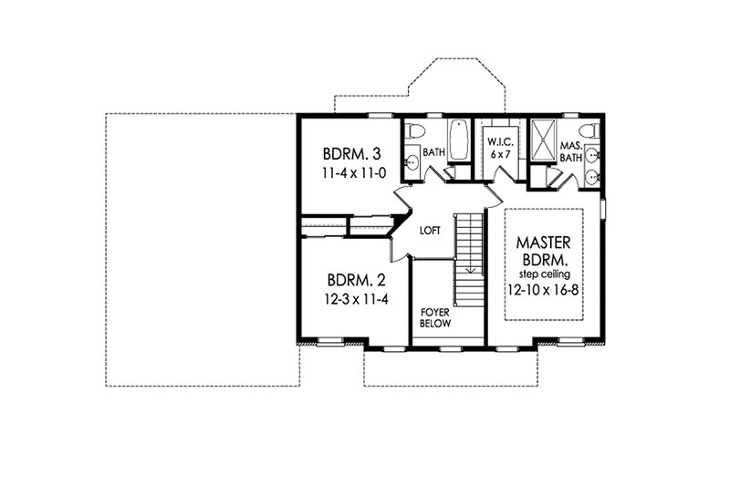 Architectural House Design - Floor Plan - Upper Floor for Colonial House Plan #1010-211 - 3 bed, 2.5 bath