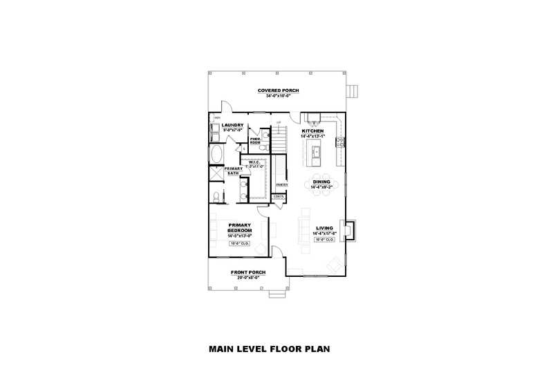 House Blueprint - Floor Plan - Main Floor for Farmhouse House Plan #1117-30 - 3 bed, 2.5 bath