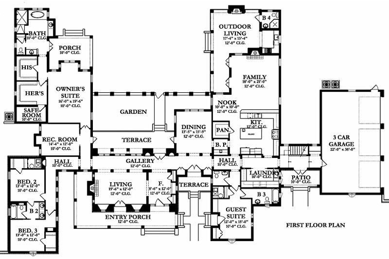 House Plan Design - Floor Plan - Main Floor for European House Plan #1058-24 - 5 bed, 5.5 bath