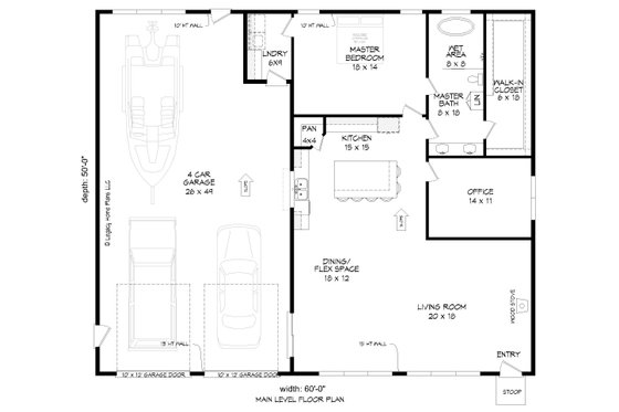 Floor Plan - Main Floor for Contemporary House Plan #932-667 - 1 bed, 1 bath