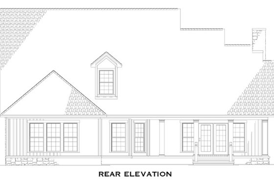 Exterior - Rear Elevation for Country House Plan #17-2269 - 4 bed, 2.5 bath
