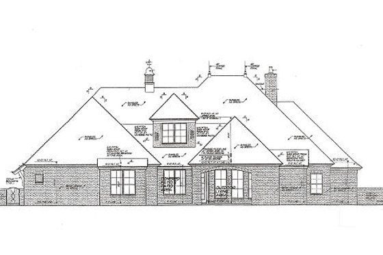 Exterior - Rear Elevation for European House Plan #310-980 - 3 bed, 2.5 bath