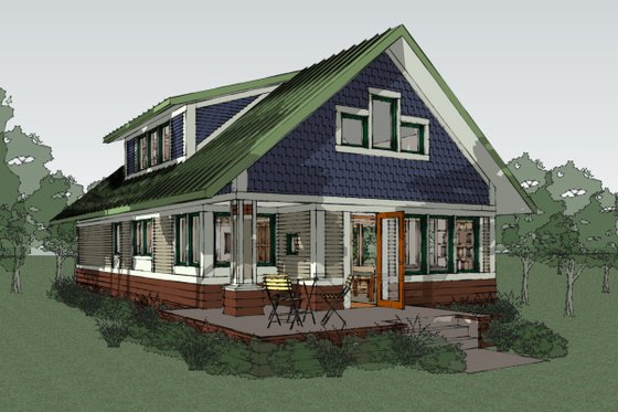 Exterior - Other Elevation 3 for Craftsman House Plan #454-13 - 2 bed, 2 bath
