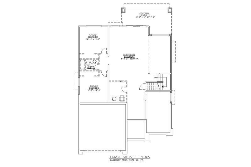 Home Plan - Floor Plan - Lower Floor for Prairie House Plan #1100-12 - 2 bed, 2 bath