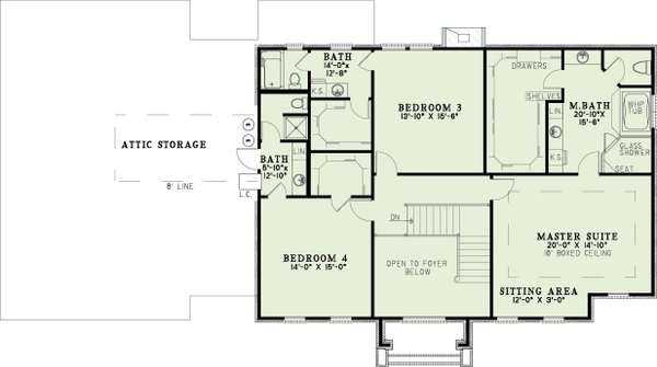 Colonial Floor Plan - Upper Floor Plan #17-2090