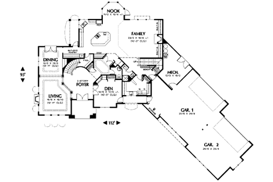 Floor Plan - Main Floor for Mediterranean House Plan #48-351 - 6 bed, 4 bath