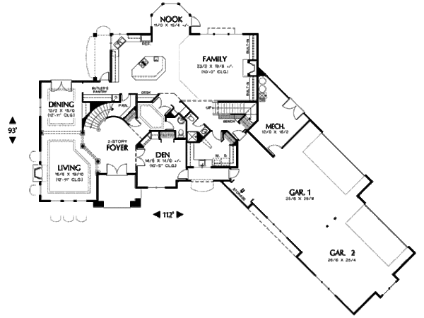 Architectural House Design - Mediterranean Floor Plan - Main Floor Plan #48-351