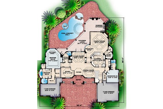 Floor Plan - Main Floor for European House Plan #27-363 - 4 bed, 5 bath