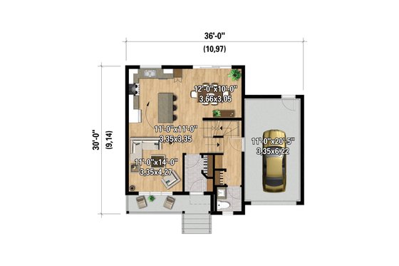 Floor Plan - Main Floor for Traditional House Plan #25-4937 - 3 bed, 1.5 bath