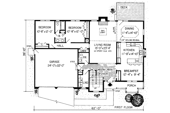 Floor Plan - Main Floor for Traditional House Plan #312-280 - 3 bed, 2.5 bath