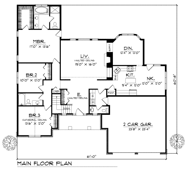 Home Plan - Traditional Floor Plan - Main Floor Plan #70-291