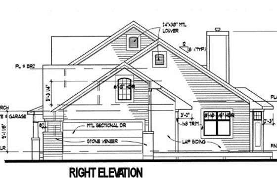 Exterior - Other Elevation 1 for Country House Plan #120-137 - 3 bed, 3 bath