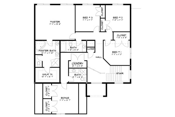 Traditional Floor Plan - Upper Floor Plan #1060-153