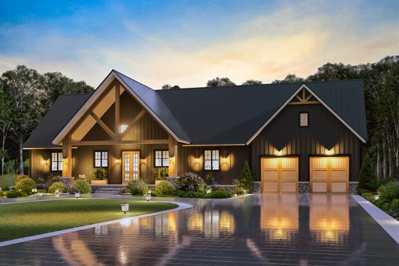 Exterior - Front Elevation 3 for Farmhouse House Plan #54-678 - 3 bed, 3.5 bath
